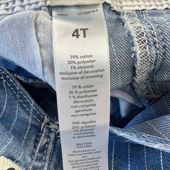 Oshkosh B’gosh Rainbow pinstripe Denim Jean Overalls Size 4T Girls - Picture 7 of 8